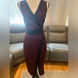 New York and company dress. Burgundy and black midi.